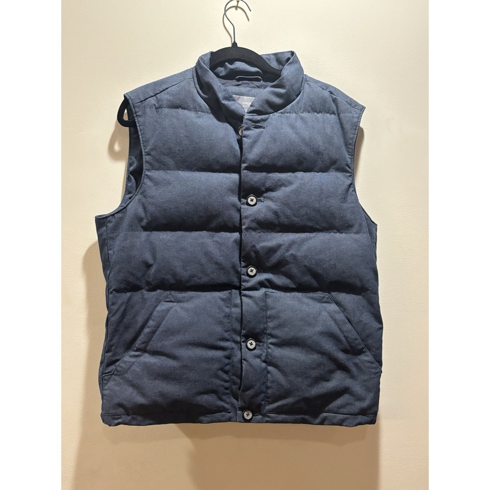 Vince Down Puffer Vest Men's Medium Blue Quilted Sleeveless Jacket